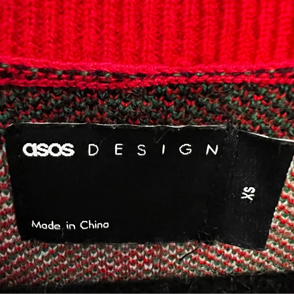 asos Design Christmas Holiday Striped Crew Neck Knit Sweater Size XS GC‎